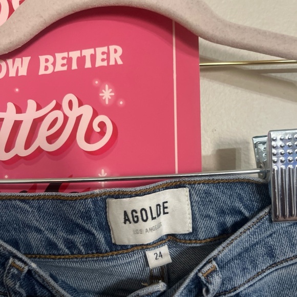 Agolde Jeans Womens 24 Denim Nico High Rise Slim Button Fly Organic Cotton Blend - Picture 3 of 5